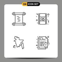 Set of 4 Vector Filledline Flat Colors on Grid for history bangladesh film movie schedule Editable Vector Design Elements