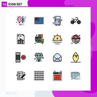 16 User Interface Flat Color Filled Line Pack of modern Signs and Symbols of report document electronic business vehicles Editable Creative Vector Design Elements