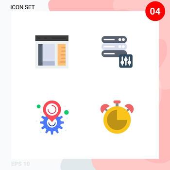 4 iconos creativos signos y símbolos modernos de configuración de seguridad de desarrollo de ubicación del navegador elementos de diseño vectorial editables vector
