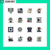 16 User Interface Flat Color Filled Line Pack of modern Signs and Symbols of light bulb artificial intelligence human ai fire Editable Creative Vector Design Elements