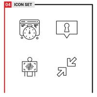 paquete de 4 signos y símbolos de colores planos de línea de relleno modernos para medios de impresión web, como elementos de diseño vectorial editables de flecha de rayos x de burbuja de radiología de desarrollo vector