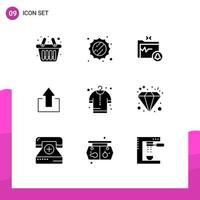 Modern Set of 9 Solid Glyphs and symbols such as diamond cloth gdpr buy up Editable Vector Design Elements