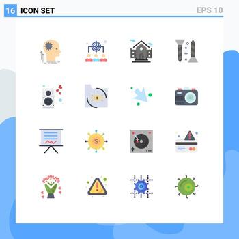 User Interface Pack of 16 Basic Flat Colors of loud self tapping management self fastening construction Editable Pack of Creative Vector Design Elements