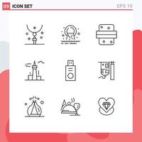 Outline Pack of 9 Universal Symbols of canada architecture and city sewage food dinner Editable Vector Design Elements