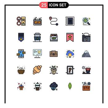 25 Filled line Flat Color concept for Websites Mobile and Apps security corona route bacteria contacts Editable Vector Design Elements