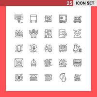 Group of 25 Modern Lines Set for bed safety designing safe bank Editable Vector Design Elements