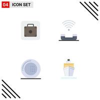 Pack of 4 creative Flat Icons of baggage cooking service productivity food Editable Vector Design Elements