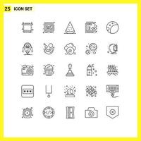25 Universal Lines Set for Web and Mobile Applications moon content management dessert content healthy Editable Vector Design Elements