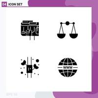 Modern Set of 4 Solid Glyphs Pictograph of cryptocurrency china internet justice internet Editable Vector Design Elements