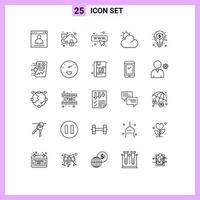 grupo de símbolos de iconos universales de 25 líneas modernas de elementos de diseño de vectores editables de tiempo de idea de seo de dinero de archivo