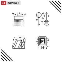 User Interface Pack of 4 Basic Filledline Flat Colors of bath camping water fitness tent Editable Vector Design Elements