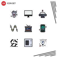 paquete de iconos de vector de stock de 9 signos y símbolos de línea para elementos de diseño de vector editables de frecuencia de tono de monitor de presión de tambor