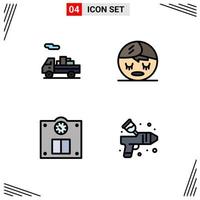 Pictogram Set of 4 Simple Filledline Flat Colors of delivery airbrush spa floor paint Editable Vector Design Elements