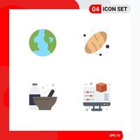 4 Thematic Vector Flat Icons and Editable Symbols of earth nutrition baking bodybuilding display Editable Vector Design Elements