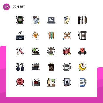 25 User Interface Filled line Flat Color Pack of modern Signs and Symbols of drinks diamond send perfection arrow Editable Vector Design Elements