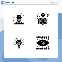 Universal Icon Symbols Group of 4 Modern Solid Glyphs of employee click business light done Editable Vector Design Elements