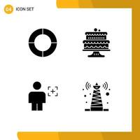 User Interface Pack of Basic Solid Glyphs of chart human baked cakes recognition Editable Vector Design Elements