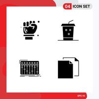 Universal Icon Symbols Group of 4 Modern Solid Glyphs of labour hand mixer spanner takeaway studio Editable Vector Design Elements