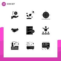 9 User Interface Solid Glyph Pack of modern Signs and Symbols of partnership hands design business handshake Editable Vector Design Elements