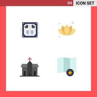 4 Universal Flat Icons Set for Web and Mobile Applications alcohol building cheers leaf church Editable Vector Design Elements