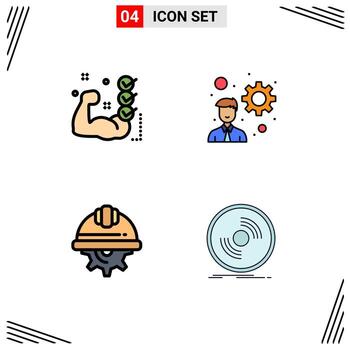 4 Creative Icons Modern Signs and Symbols of gym day routine development labor Editable Vector Design Elements