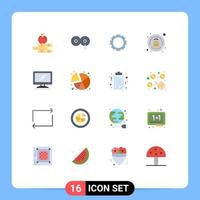 Set of 16 Vector Flat Colors on Grid for imac monitor setting computer order Editable Pack of Creative Vector Design Elements