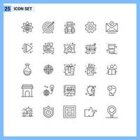 25 iconos creativos signos y símbolos modernos de configuración de engranajes financieros gimnasio peso elementos de diseño vectorial editables vector