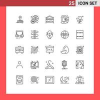 Universal Icon Symbols Group of 25 Modern Lines of growth gratitude bedroom share business Editable Vector Design Elements