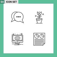 Set of 4 Modern UI Icons Symbols Signs for chat comment bubble plant notification Editable Vector Design Elements