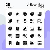 25 conjunto de iconos esenciales de ui 100 archivos editables eps 10 ideas de concepto de logotipo de empresa diseño de icono de glifo sólido vector