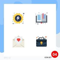 Stock Vector Icon Pack of 4 Line Signs and Symbols for electrical heart hydropower education love letter Editable Vector Design Elements