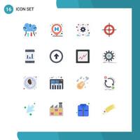 paquete de 16 signos y símbolos modernos de colores planos para medios de impresión web, como gráficos de destino, sesión de negocios, paquete editable de elementos de diseño de vectores creativos