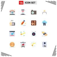 Set of 16 Modern UI Icons Symbols Signs for speech education digital user profile Editable Pack of Creative Vector Design Elements