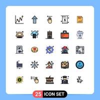 Filled line Flat Color Pack of 25 Universal Symbols of chart document up payment invoice Editable Vector Design Elements