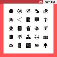 Modern Set of 25 Solid Glyphs and symbols such as coin dollar fire cash zodiac Editable Vector Design Elements