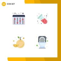 4 User Interface Flat Icon Pack of modern Signs and Symbols of adjustment lemon science atom commode Editable Vector Design Elements