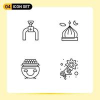 Group of 4 Filledline Flat Colors Signs and Symbols for pipeline fortune line islam luck Editable Vector Design Elements