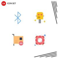 Pictogram Set of 4 Simple Flat Icons of bluetooth hardware space card help Editable Vector Design Elements
