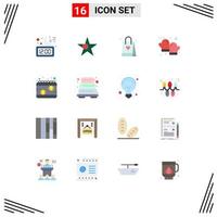 conjunto de 16 iconos de interfaz de usuario modernos signos de símbolos para calendario de día de pago bolsa de compras guante horneado paquete editable de elementos de diseño de vectores creativos