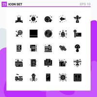 Group of 25 Modern Solid Glyphs Set for canada light cup street left Editable Vector Design Elements