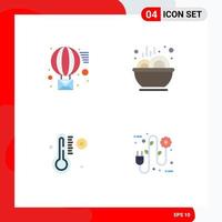 Modern Set of 4 Flat Icons and symbols such as email thermometer send soup eco Editable Vector Design Elements