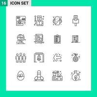 16 Creative Icons Modern Signs and Symbols of book science burrito globe ethernet Editable Vector Design Elements