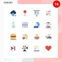 Universal Icon Symbols Group of 16 Modern Flat Colors of sports diet board report page Editable Pack of Creative Vector Design Elements