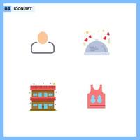 4 Universal Flat Icons Set for Web and Mobile Applications administrator accommodation dinner restaurant travel Editable Vector Design Elements