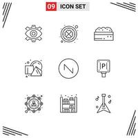 Outline Pack of 9 Universal Symbols of shapes cube irish plant bush Editable Vector Design Elements