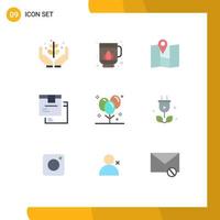 Set of 9 Modern UI Icons Symbols Signs for celebration product location logistic delivery Editable Vector Design Elements