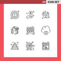 9 Thematic Vector Outlines and Editable Symbols of headset support baby help infant Editable Vector Design Elements