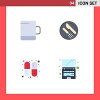 4 Creative Icons Modern Signs and Symbols of cup computer dish capsule technology Editable Vector Design Elements