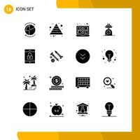 Pictogram Set of 16 Simple Solid Glyphs of building mobile antivirus lock weight Editable Vector Design Elements