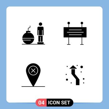 User Interface Pack of 4 Basic Solid Glyphs of business cross problem traffic barrier arrow Editable Vector Design Elements